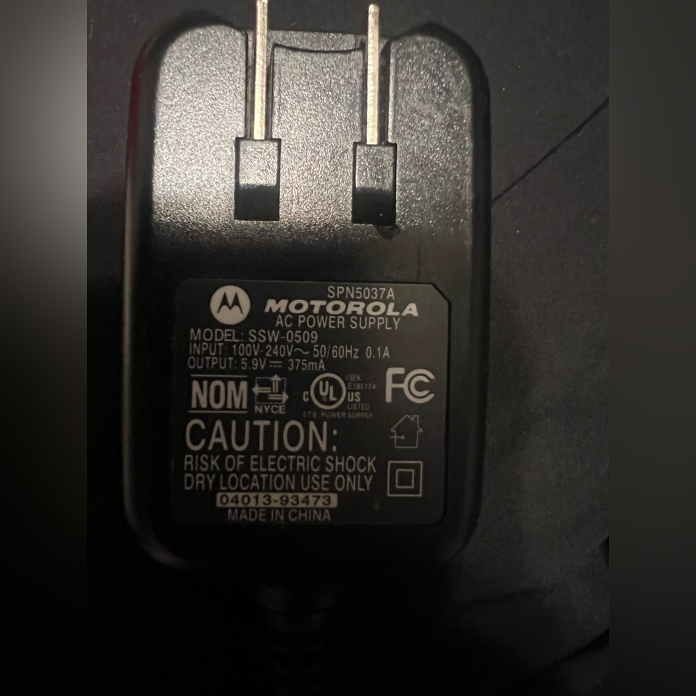 Motorola Black AC Power Adapter